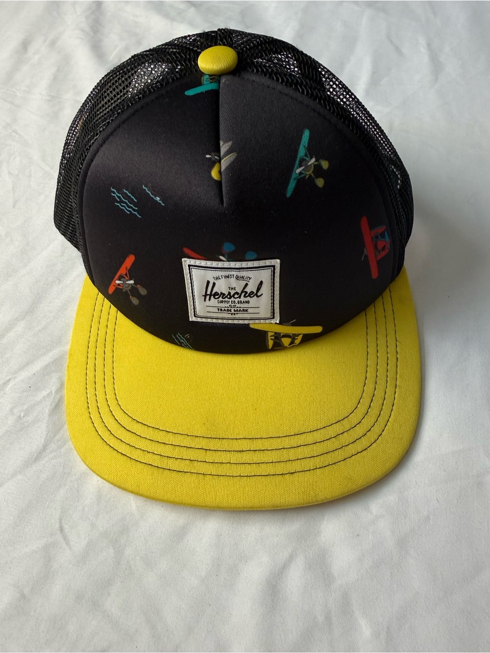 Herschel Supply Company Kids Surf Graphic Trucker Hat - Black & Yellow